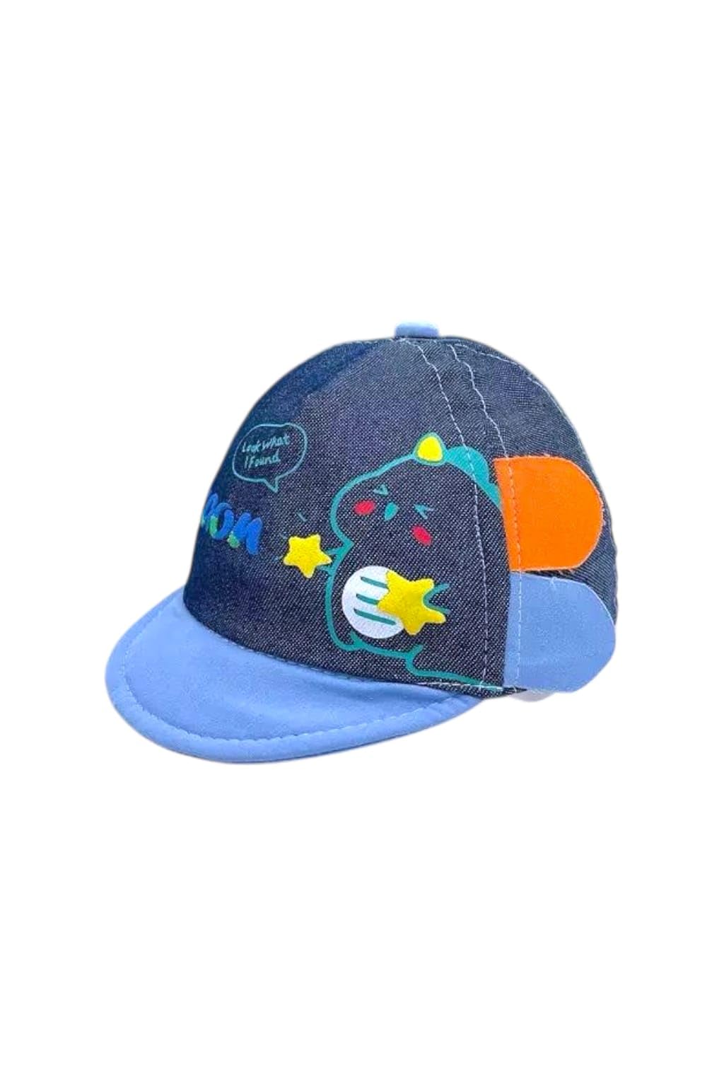 Unisex Summer and Sun Cotton Baby Cap Hat Jeans 3D Dinosaur قبعة أطفال قطنية للجنسين مناسبة للصيف والشمس والرحلات مقاس 0-6 شهرأ