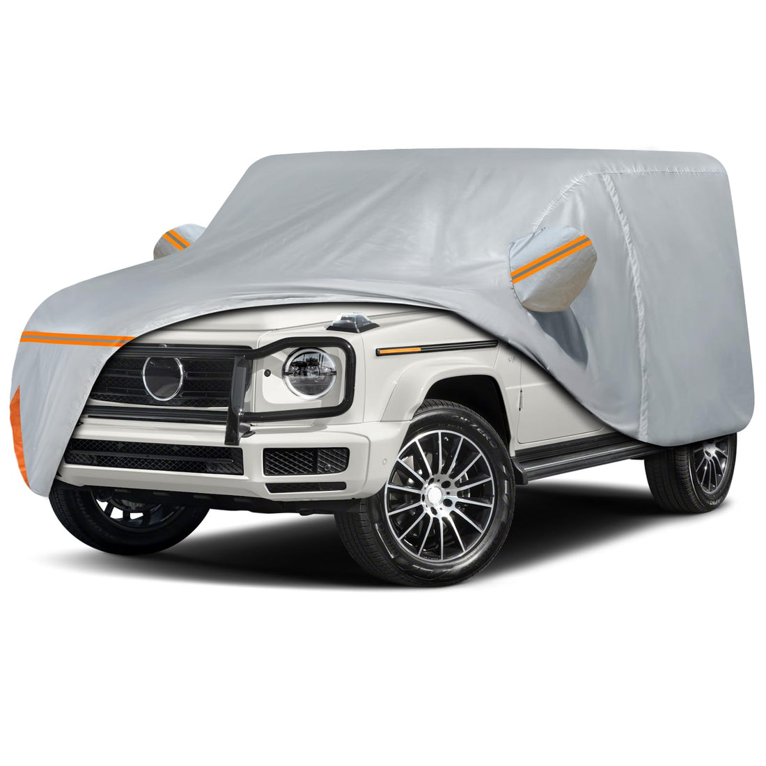 Car Cover for 2004-2025 Mercedes Benz G-Class 500 550 650, Waterproof Custom-fit All Weather Sun Rain Snow Dust Protection G-Class Full Car Cover with Door Zipper and Cotton Lining-Gray
