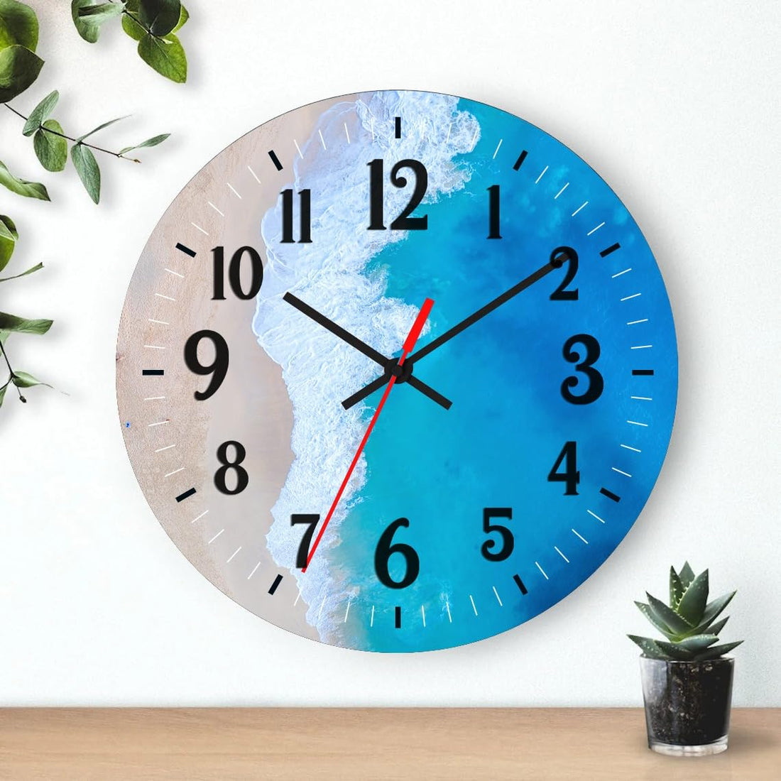 Wall Clock, Round Wooden Decorative Clocks, 40cm Easy to Read Ticking for Home Office School