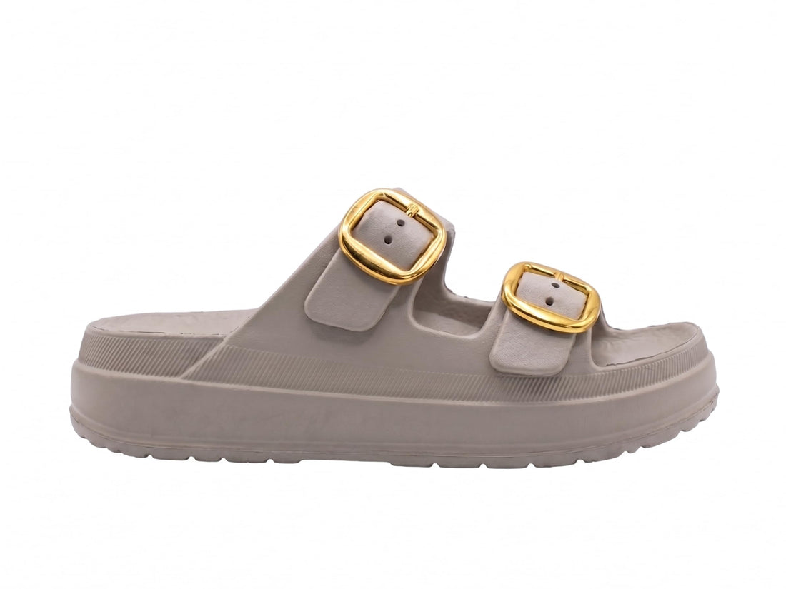 Jamila Project Z Women's Slipper | Luxury Double Buckle Gold Plated Design | Ultra Soft Medical Grade EVA | Sizes 37-41 | Available in Colors (Trendy) | Perfect for Occasions, Home, Beach
