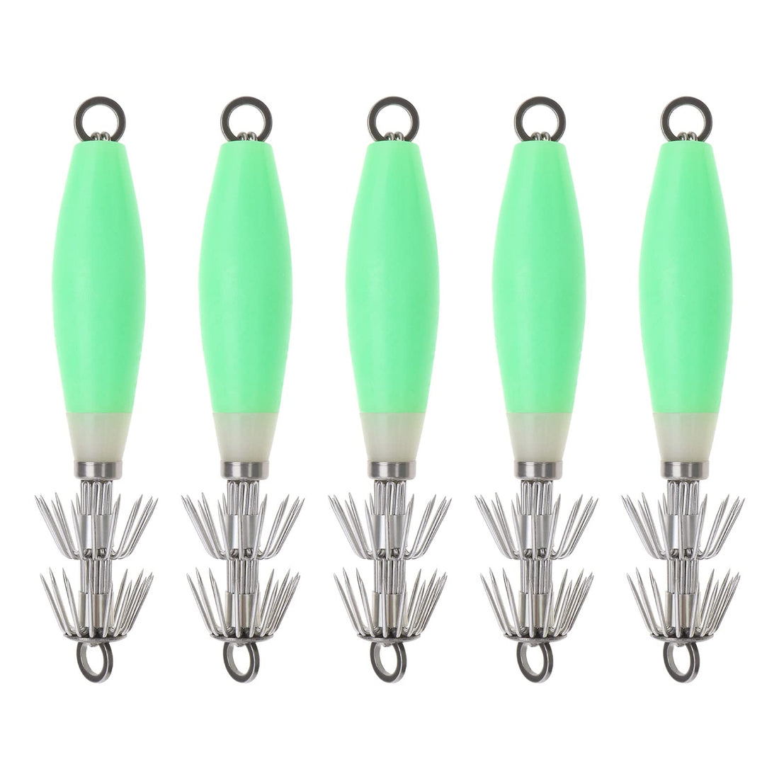 Create idea Pack of 5 Squid Fishing Jig Hooks Hard Luminous Fishing Lures Artificial Bait Fishing Equipment for Freshwater Saltwater 10 cm