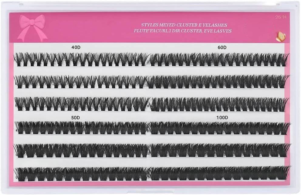 235Pcs – Cluster Eyelashes Mixed Tray – 40D 50D 60D 100D Fluffy Individual Lash Clusters for Natural or Glam Look – Soft Lightweight Volume Fans for DIY Extension & Salon Use – Easy Application