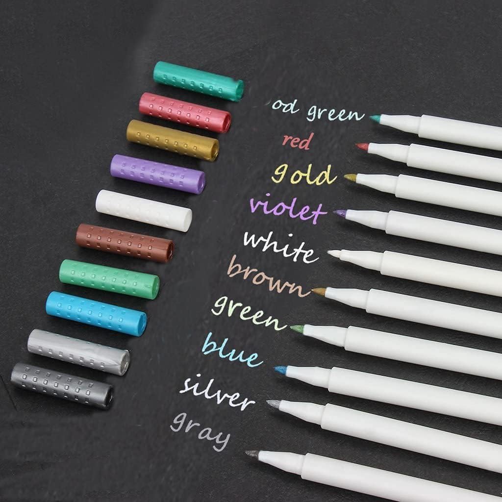 Chukchi Metallic Calligraphy Painting Pens for Card Making Drawing Lettering Coloring Wine Glass, Multicolor, Pack of 10