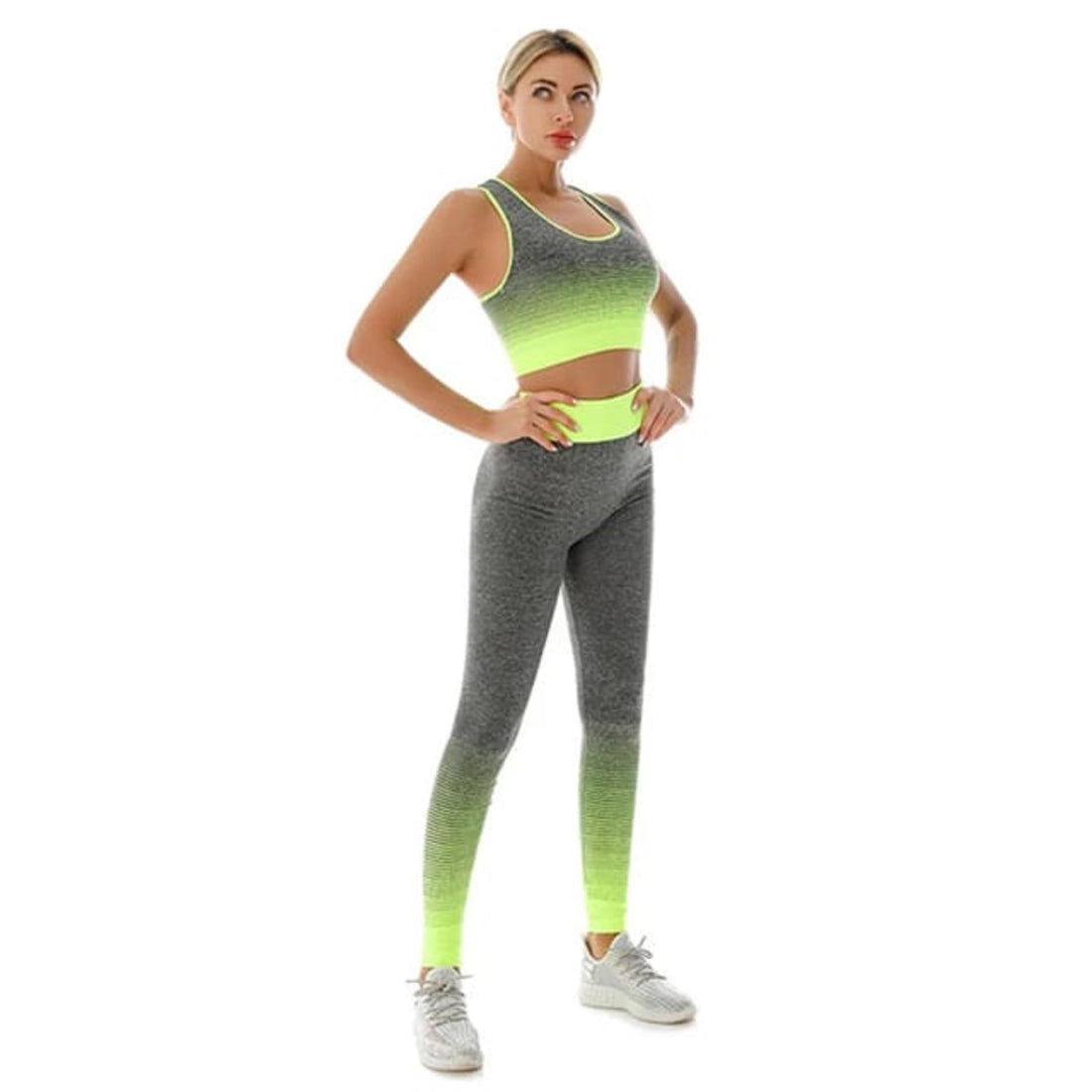 MIZAYEH Women's Seamless Comfortable Sports Set with Bra and Leggings - Sports Push Set for Workout & Gym