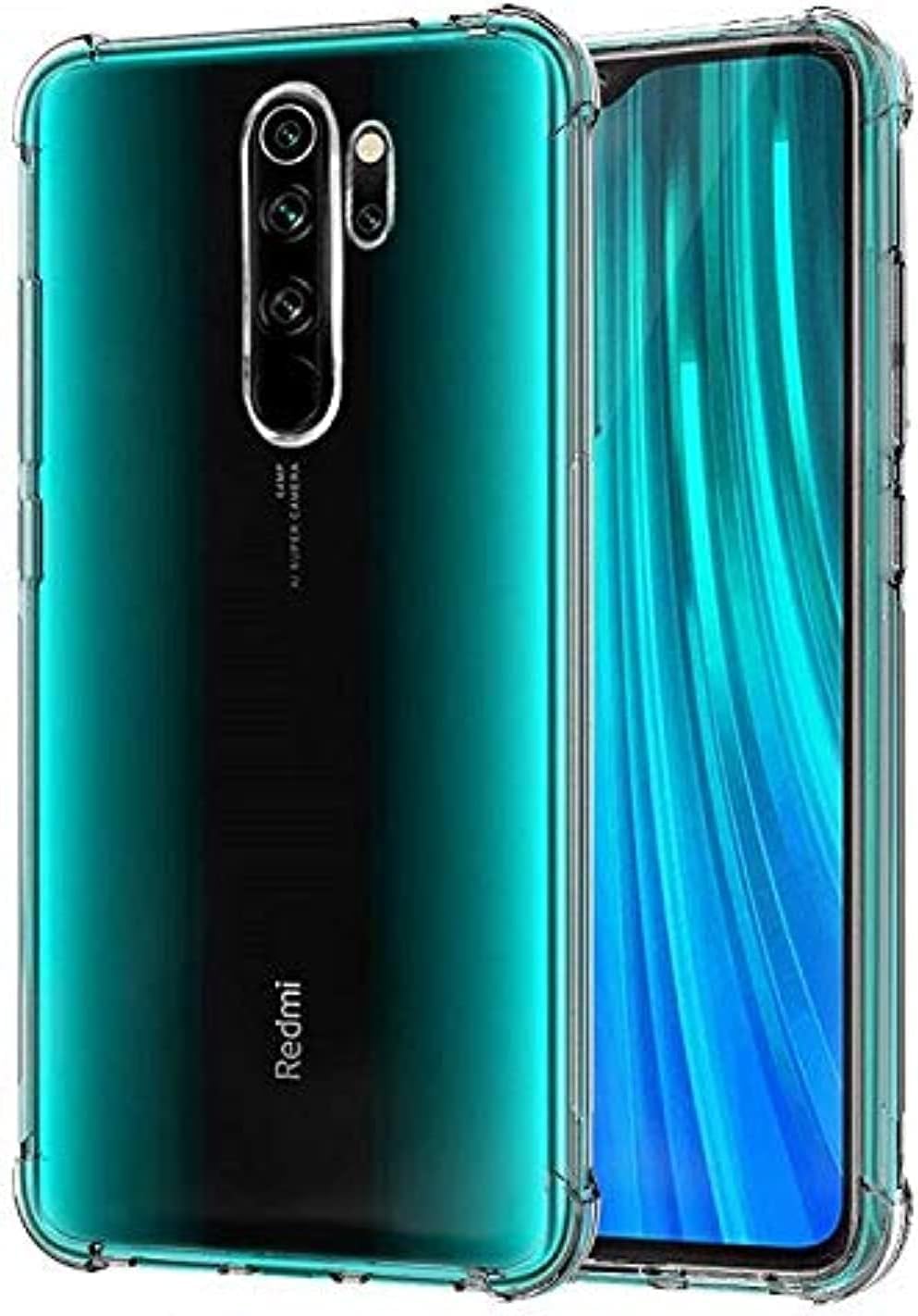 Clear Case Compatible with Redmi Note 8 Pro, Full Body Protection Shockproof TPU Anti-Yellowing Clear Phone Cover - Clear
