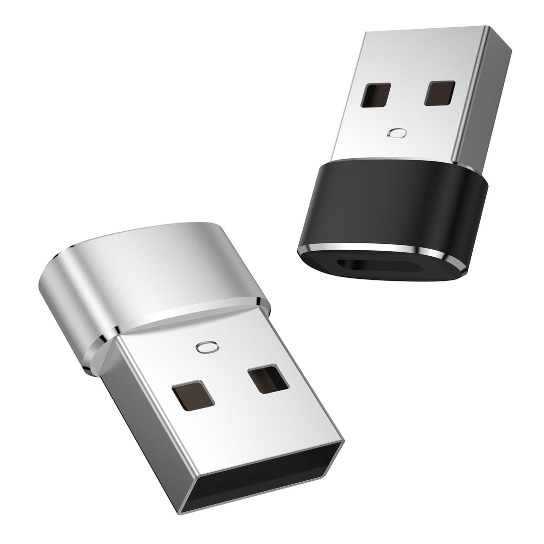 Wanme 2 Pieces USB to USB C Adapter, Type C Female USB A Male Converter Charger for Compatible with Type C Devices Such and Mobile Phones (Black/Silver)