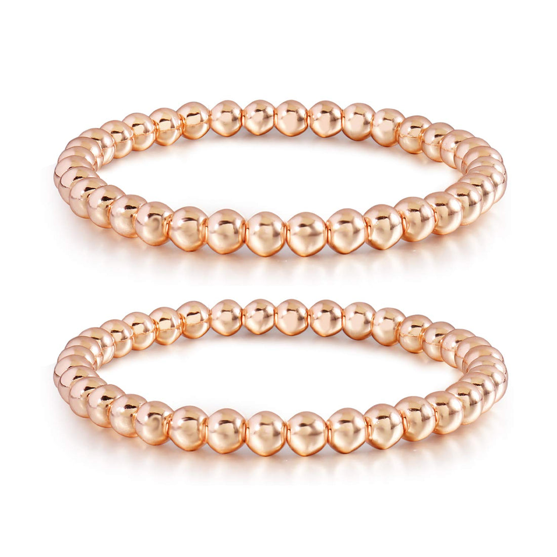 Badu Gold Bead Bracelet for Women 14K Gold Plated Bead Ball Bracelet Stretchable Elastic Hypoallergenic Bohemian Stackable Bracelet