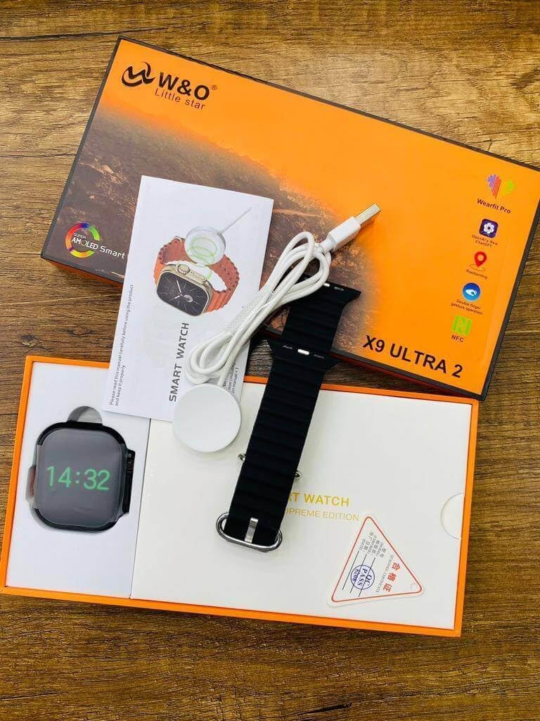 Smart Watch X9 Ultra 2 AMOLED Display Supports NFC/Chat GPT - Supports Arabic Language/calls anser (Black)
