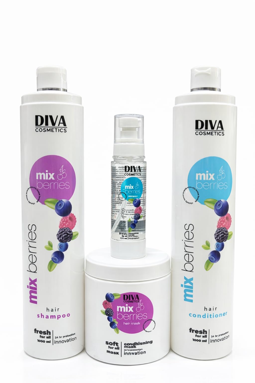 DIVA Cosmetics Mix Berries Hair Care Set with Berry Extracts – Refreshing Hydration & Shine for All Hair Types