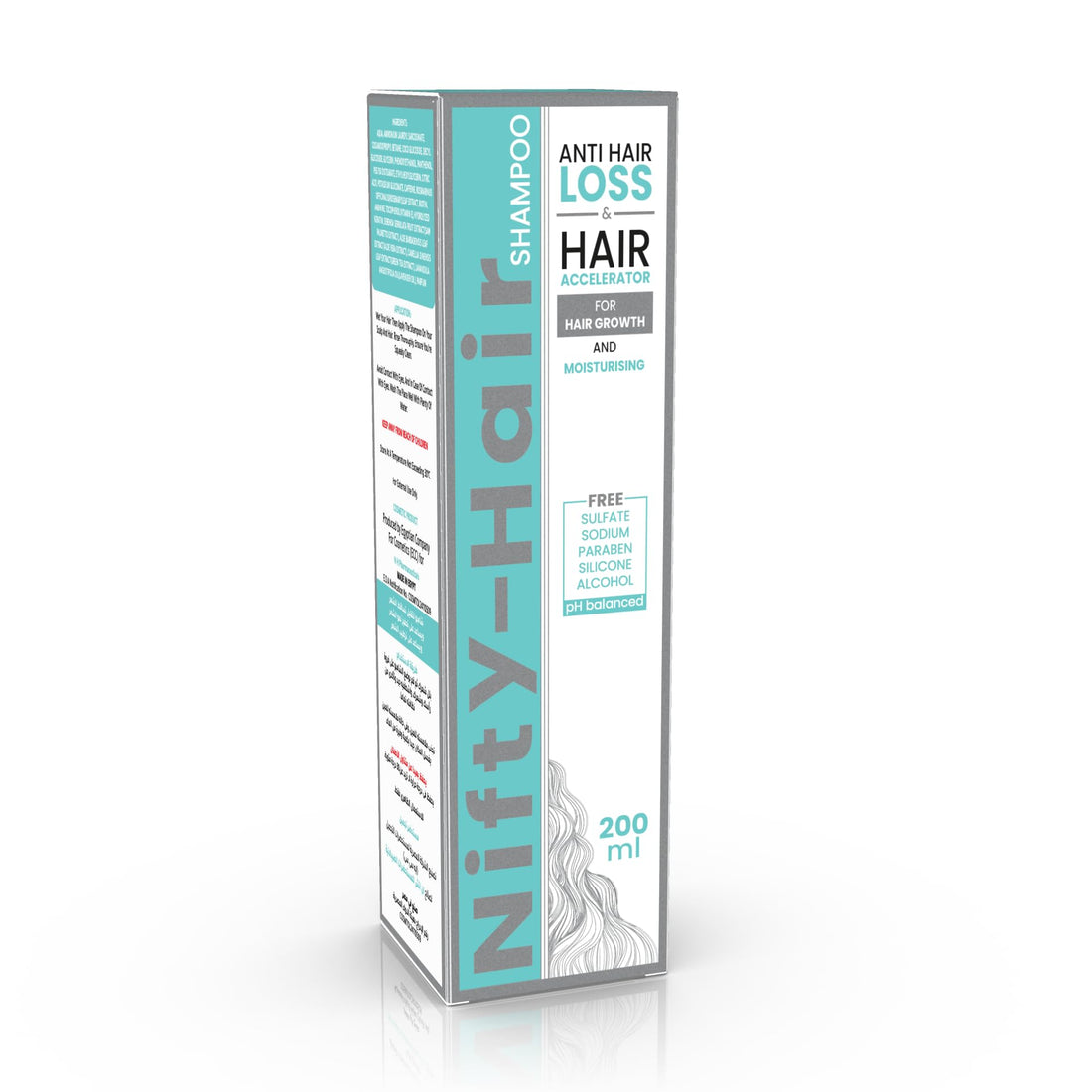 Nifty Hair Shampoo 200ml: sulfate free, paraben free, silicone free, alcohol free, pH neutral (pH)