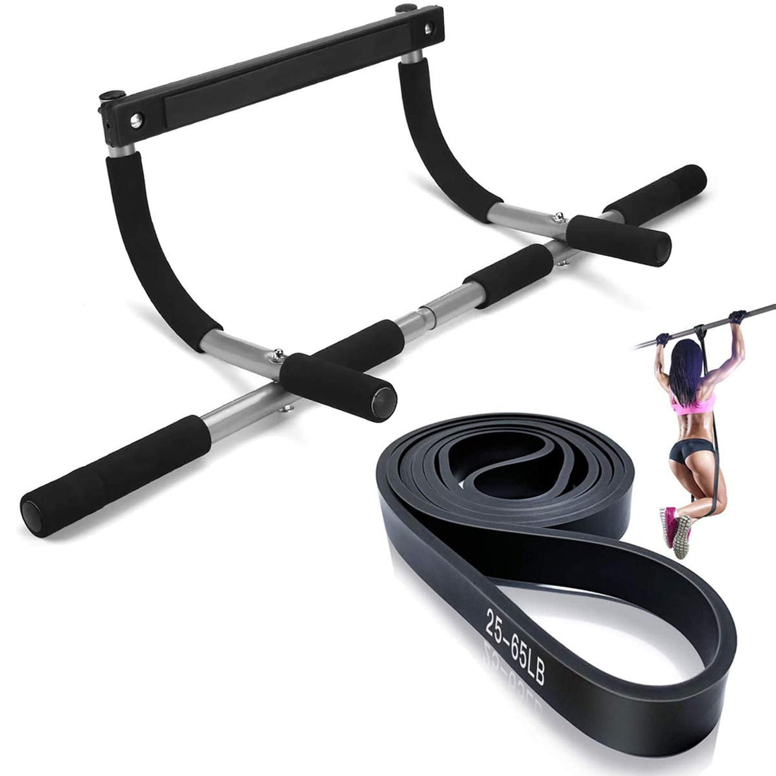 Pull Up Bar for Home Gym Exercise, Assisted Pull Up Band & Multi-Grip Chin-Up Bar for Whole Body Workout Exercise Fitness Indoors Easy Installation