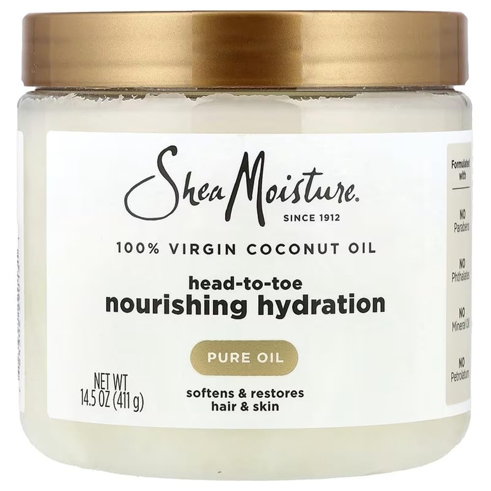 SheaMoisture Body Moisturizer For Dry Skin 100% Extra Virgin Coconut Oil Nourishing Hydration Soften And Restore Skin And Hair 14.5 oz