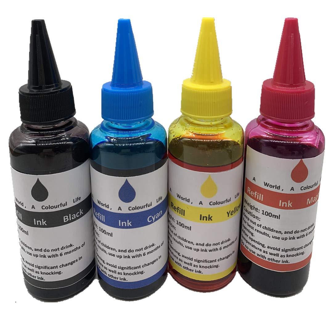 N+A 100Ml / Bottle Dye Printer Ink Refill kit for HP Ink Cartridges 952 950 951 932 933 60 61 952 902 901 62 63 21 22 920 940 934 935 564 711 970 971 94 95 96 56 57 650 901 65 67 66 (4 Color)