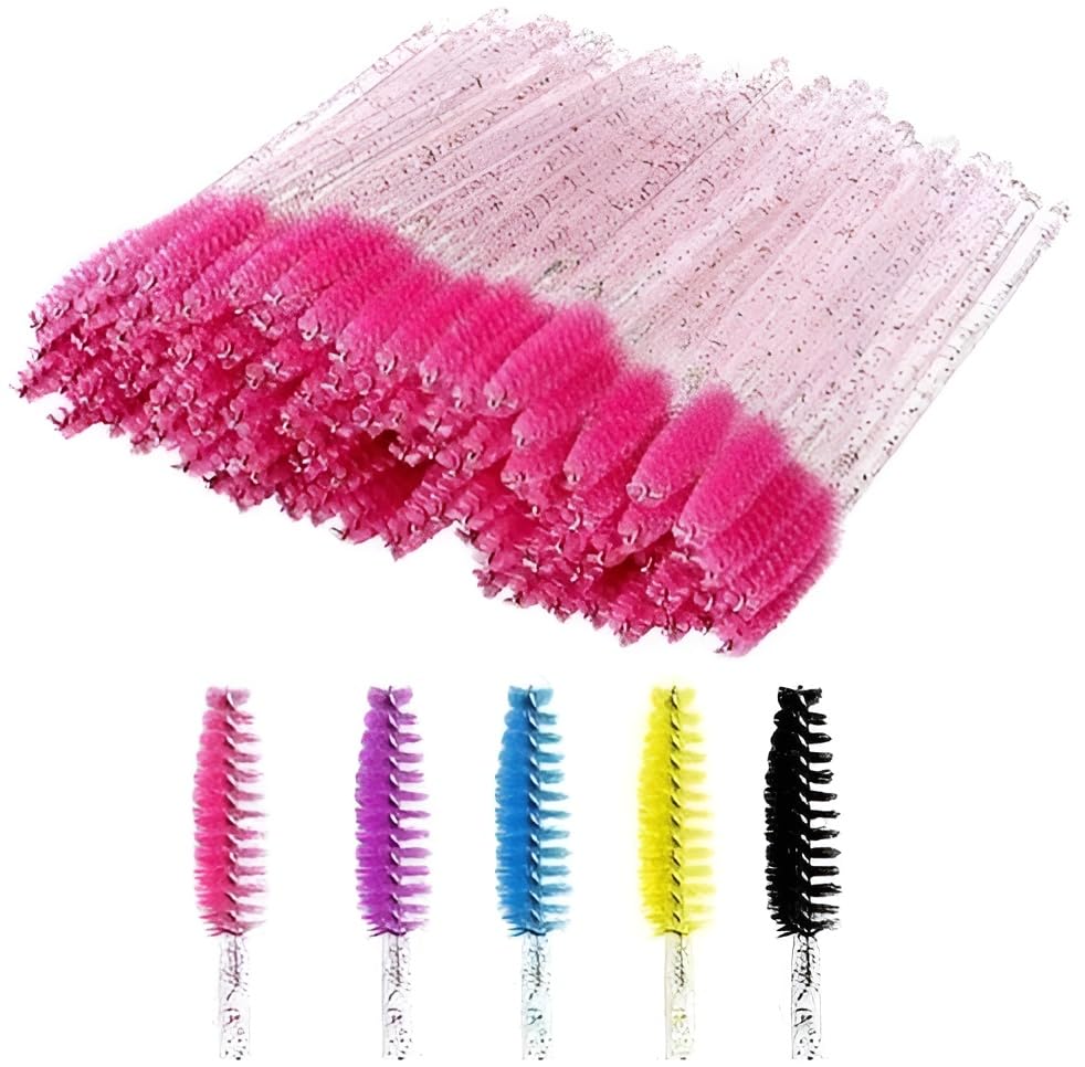 50PCS Disposable Mascara Brushes, Disposable Eyelash Spoolie Brushes for Lash Separating, Eyebrow Grooming, Makeup Application, Salon & Home Use (Multicolor)