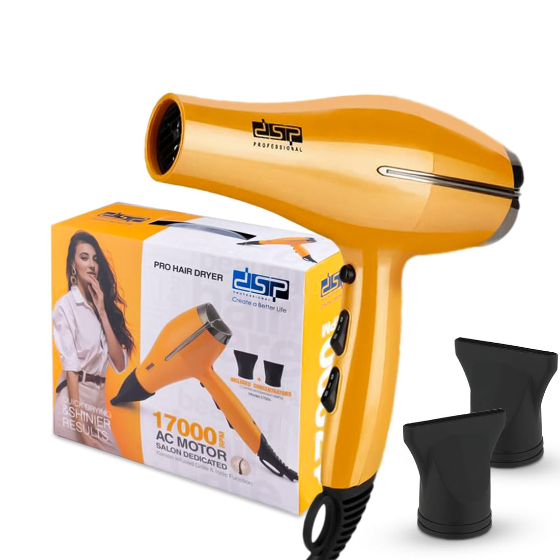 DSP HAIR DRYER, 1400 – 1600 W, removable filter, cool shot knob protect & shine, 3 speed level, DC motor (37006)
