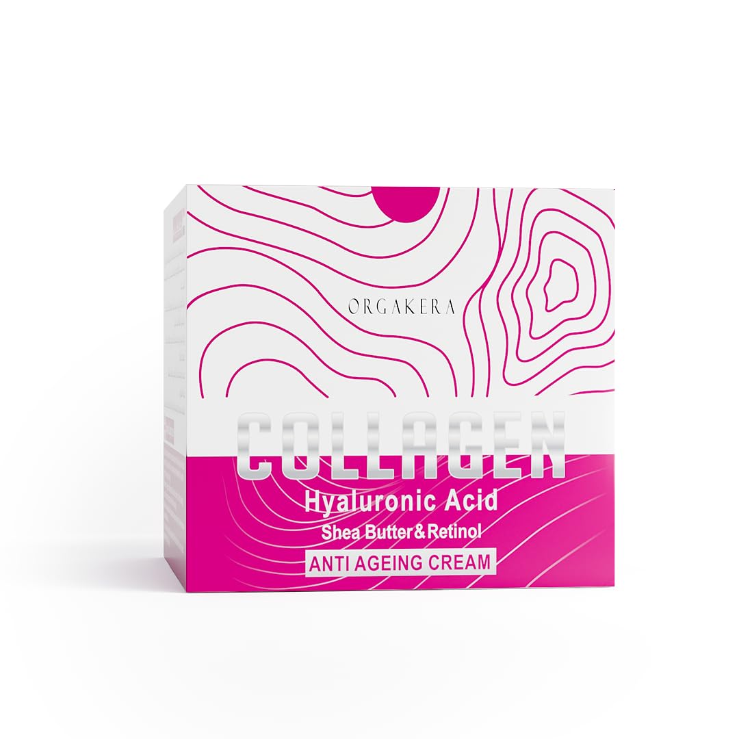 Orgakera Collagen Cream with Shea Butter & Retinol 50g - Anti-Aging Face Cream for Wrinkles, Deep Hydration, Skin Firming & Daily Moisture Care