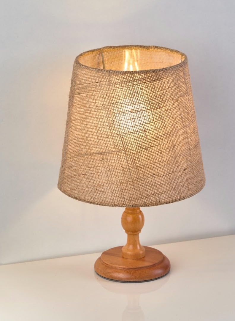 Shop Table Lamp Dana Wooden Base With Linen Lampshade From Nagafa Shop Tb64-C-Bek18*30 * 40