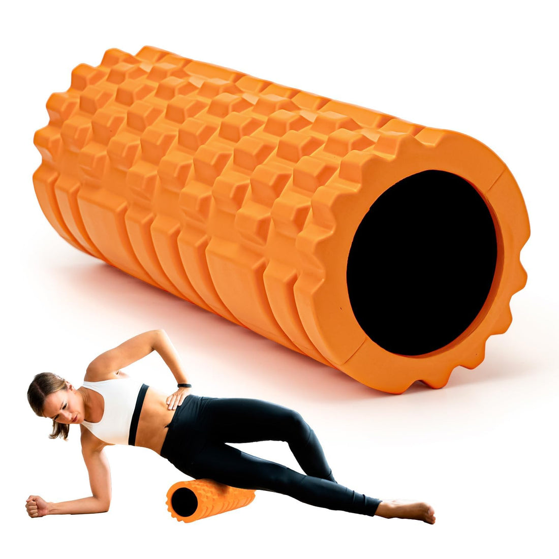Krightlink Foam Roller High Density 13" Patented Exercise Roller for Deep Tissue Muscle Massage, Improves Mobility (Orange)
