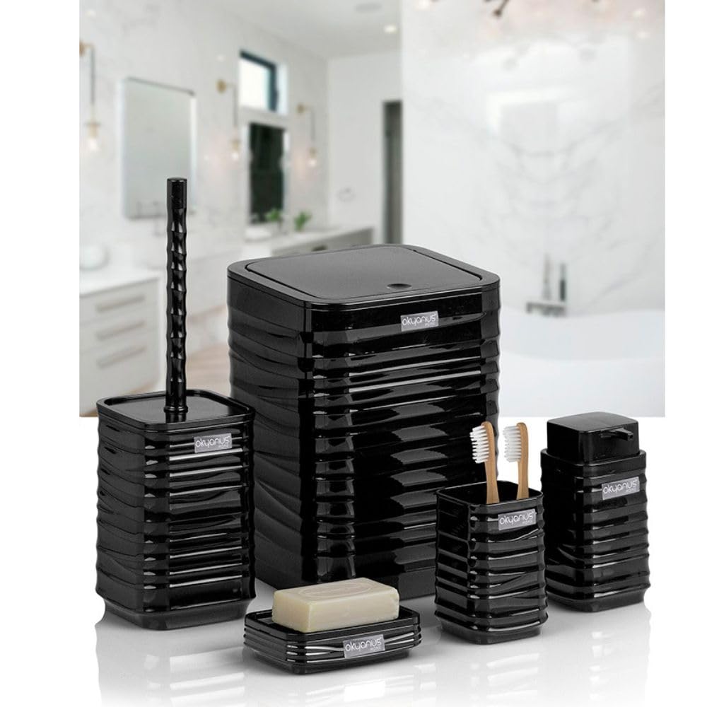 Okyanus 5-Piece Bathroom Set – Square Luna Black, 36GCL-OKY-440-S