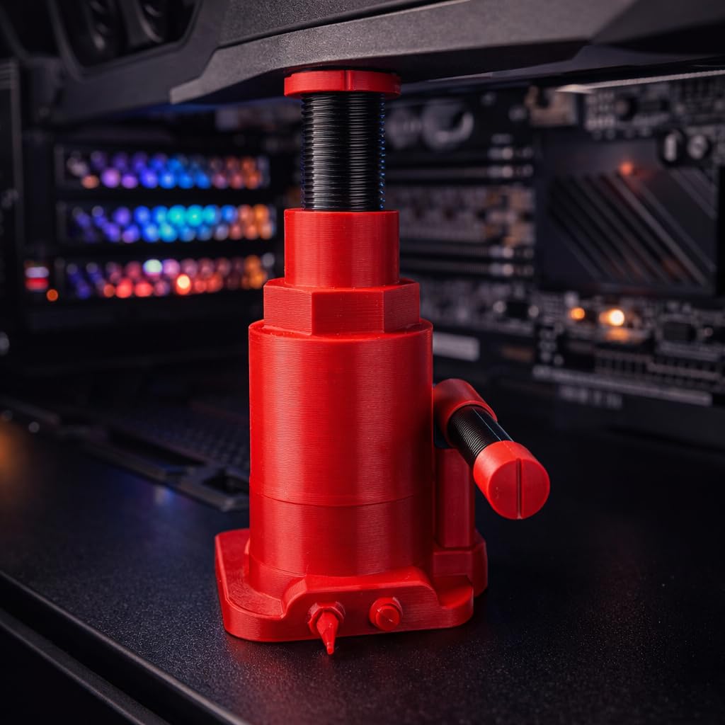 Adjustable GPU Support Bracket, Vertical Graphics Card Anti-Sag Holder, 3D-Printed Red GPU Brace for PC Builds, Desktop Gaming Workstation