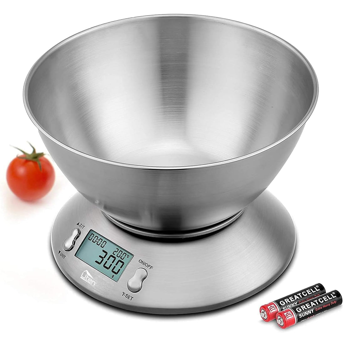 Uten Kitchen Digital Scale with Detachable Stainless Steel Bowl 11lb/5kg, with Ambient Temperature Sensor and Cuisine Precision Kitchen Scales