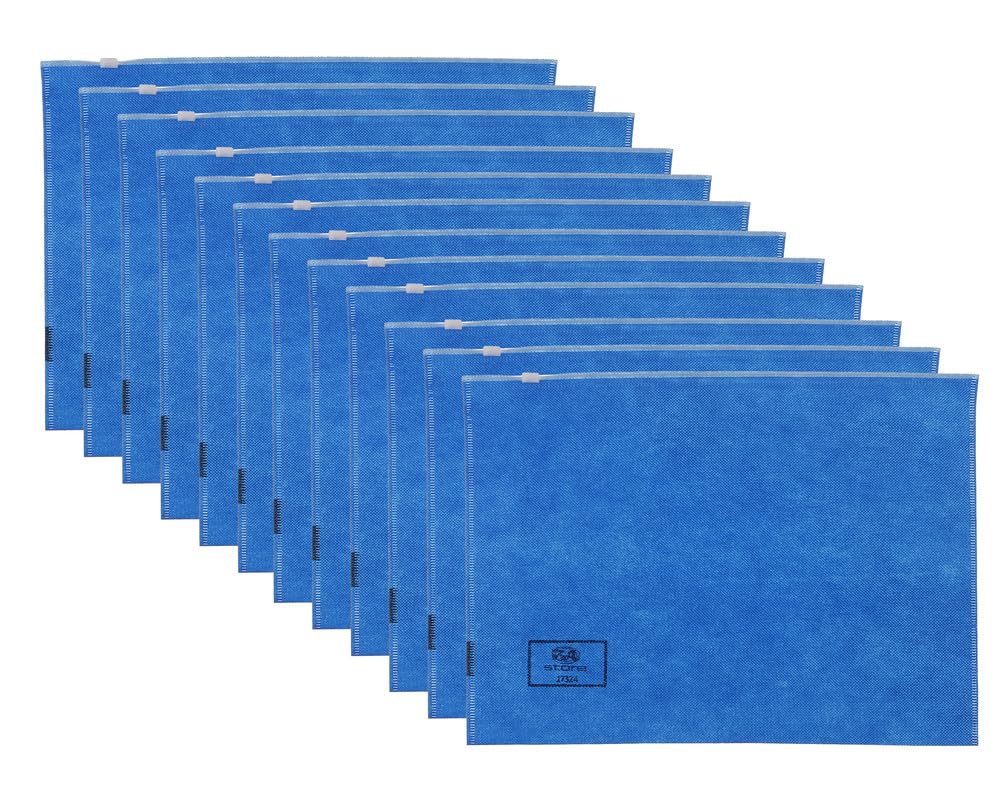 3A Fabric A4 Paper File 25 * 35 cm With Zipper 12 Pieces - Blue A4-17324