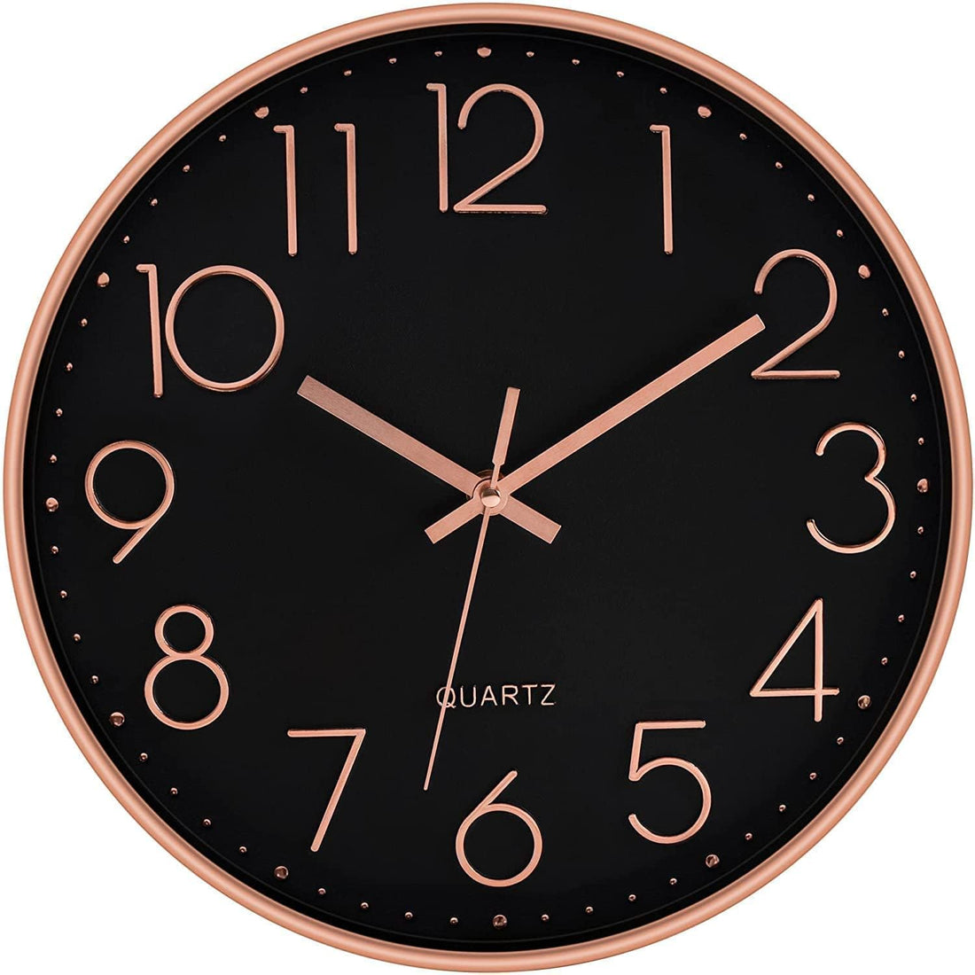 Wall Clock 12" Silent Quartz Decorative Latest Wall Clock Non-Ticking Classic Clock Battery Operated Round Easy to Read for Room/Home/Kitchen/Bedroom/Office/School/- (Rose Black)