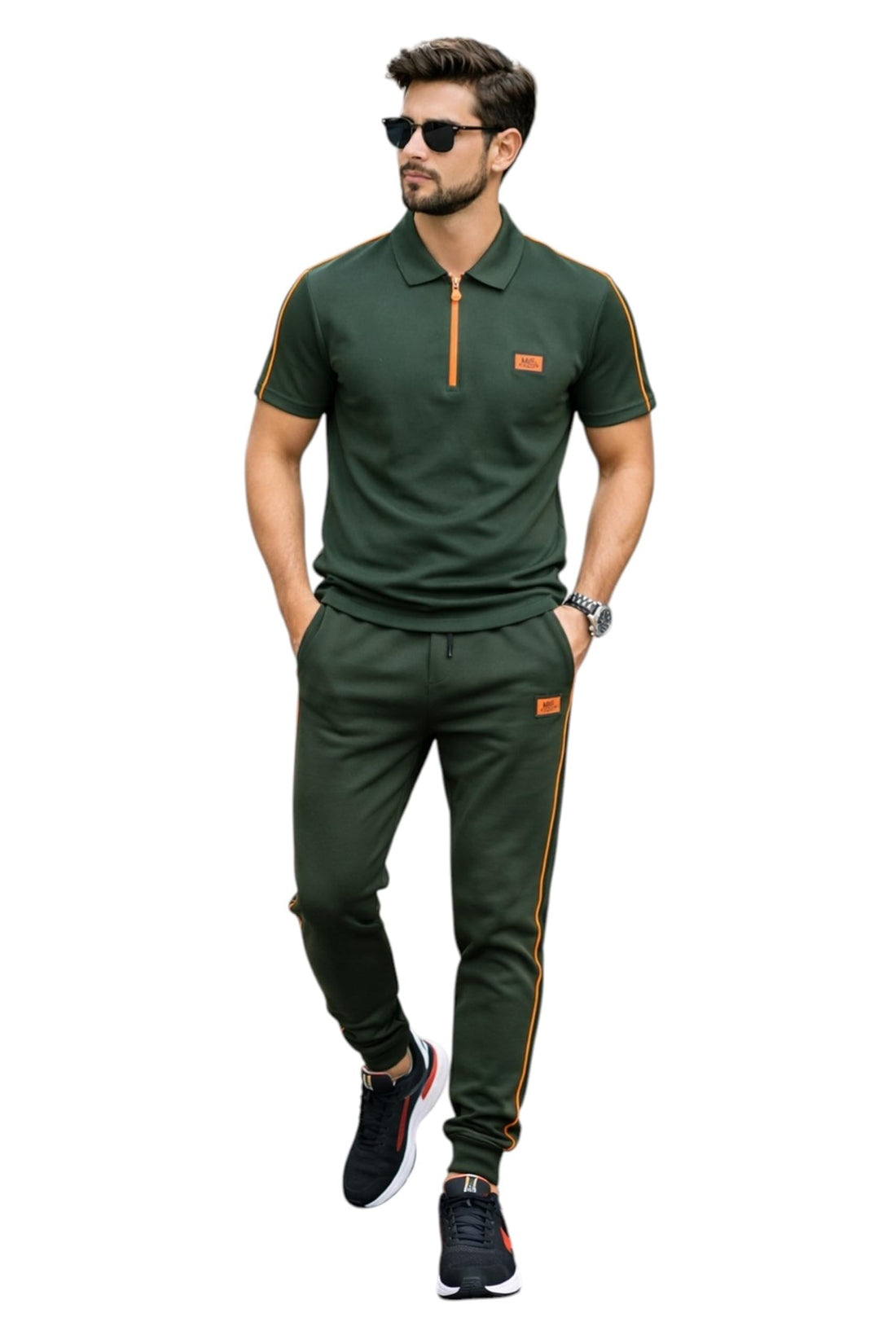 Miza Men's Polo Half Zipper with Pants Summer Milton Sport and Casual Set - Tring