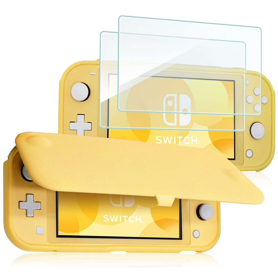 ProCase Flip Case for Nintendo Switch Lite 2019, Shockproof Protective Cover, 2 Tempered Glass Screen Protectors, Easy Installation, Minimalist Design, Perfect for Gaming On The Go