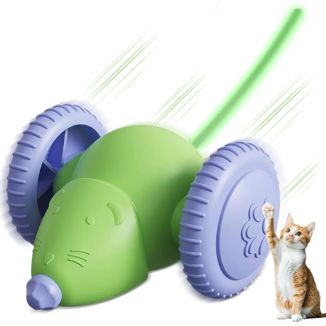 Magic Mouse Cat Electric Interactive Play Mouse with Feather Tail - USB Rechargeable Cat Toy to Prevent Boredom, Automatic Movements for Indoor Cat Activity