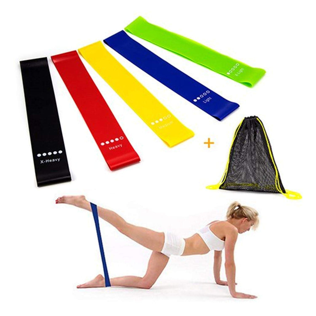 Resistance bands exercise bands for woman yoga resistance loop bands for legs and butt workout bands for home gym fitness 5 set with bag