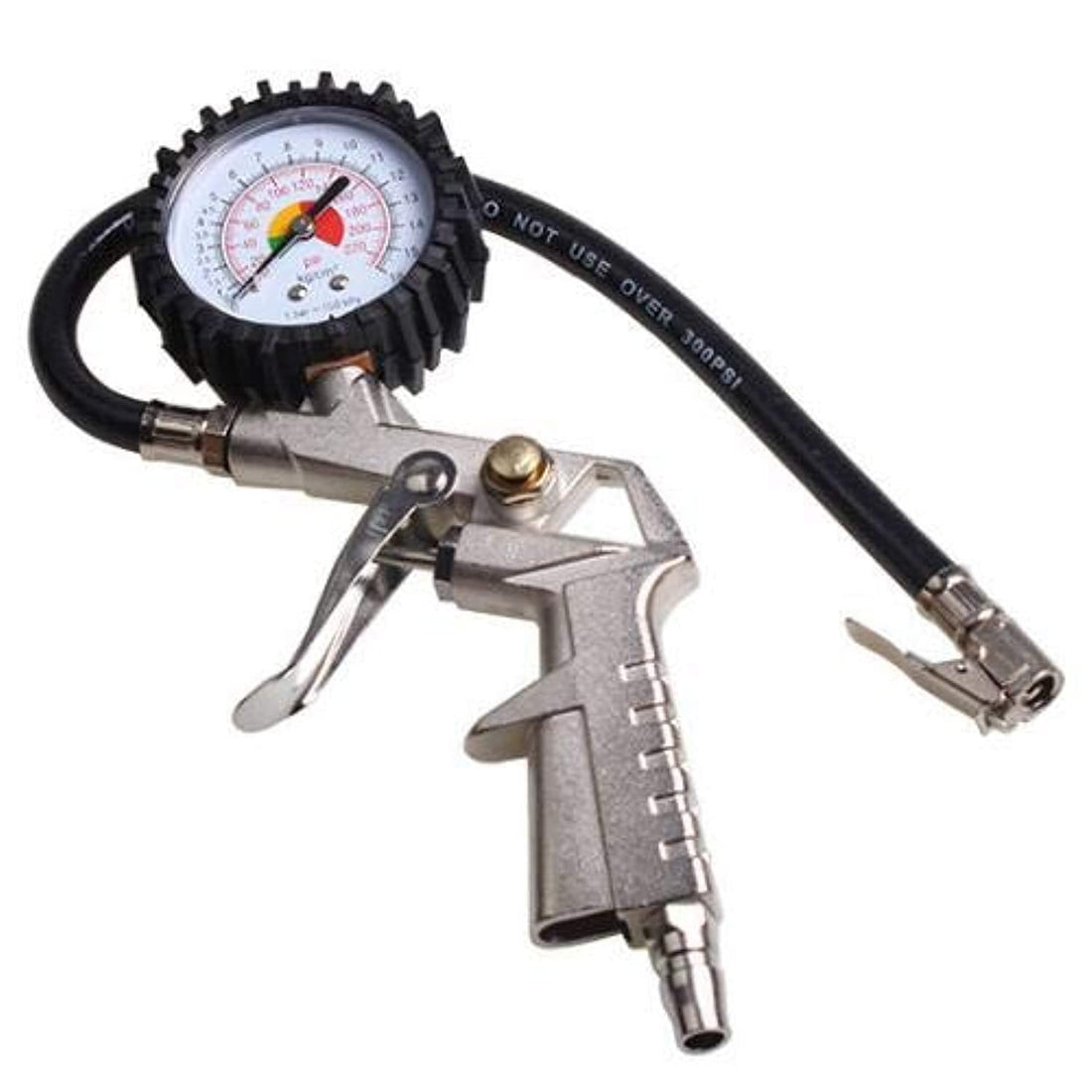 Tyre Pressure Gauge,Tire Pressure Gauge Gun,Air Tire Inflator Dial Gauge With Flexible Hose For Cars&Motorbike