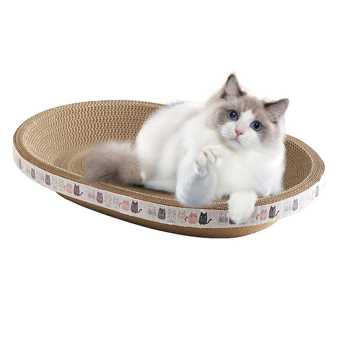 Cat Scratcher, 2 in 1 Oval Cardboard Cat Scratchers, High-Density Durable cat scratching board, Oval-shaped Cardboard cat bed, Indoor Cat Furniture Scratch Post for Indoor Cats Sleeping