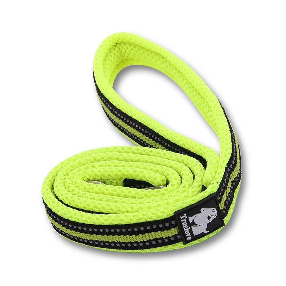 44 Inch Long 0.8 Inch Wide Padded 3M Reflective Stripes Soft And Strong Mesh Design Dogs Leads Rope, Night Time Dog Walking Leash With Strong Stainless Zinc-alloy hook (Green)