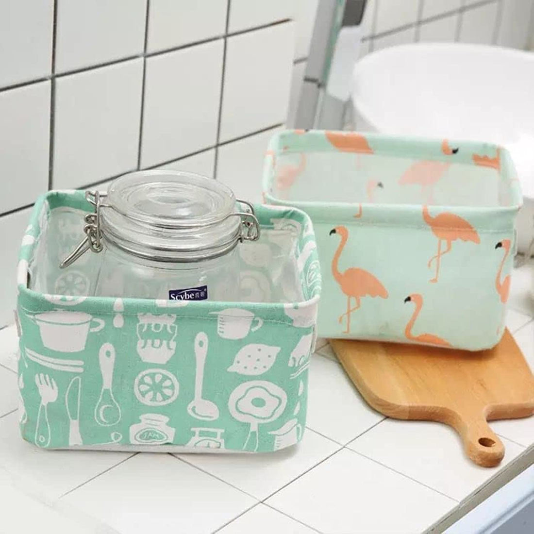 Cotton Linen Storage Organizer Cosmetic Socks Bra Underwear Rectangle Folding Laundry Basket