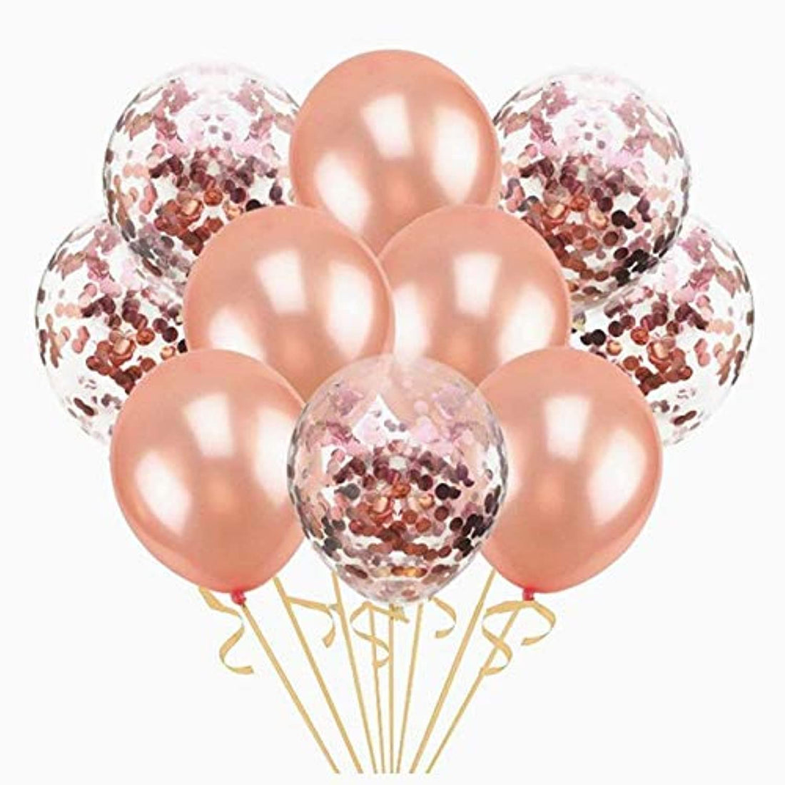 Generic Rose Gold Confetti Helium Balloons Air Decoration for Wedding Birthday Baby Shower Graduation Party (Set of 10)