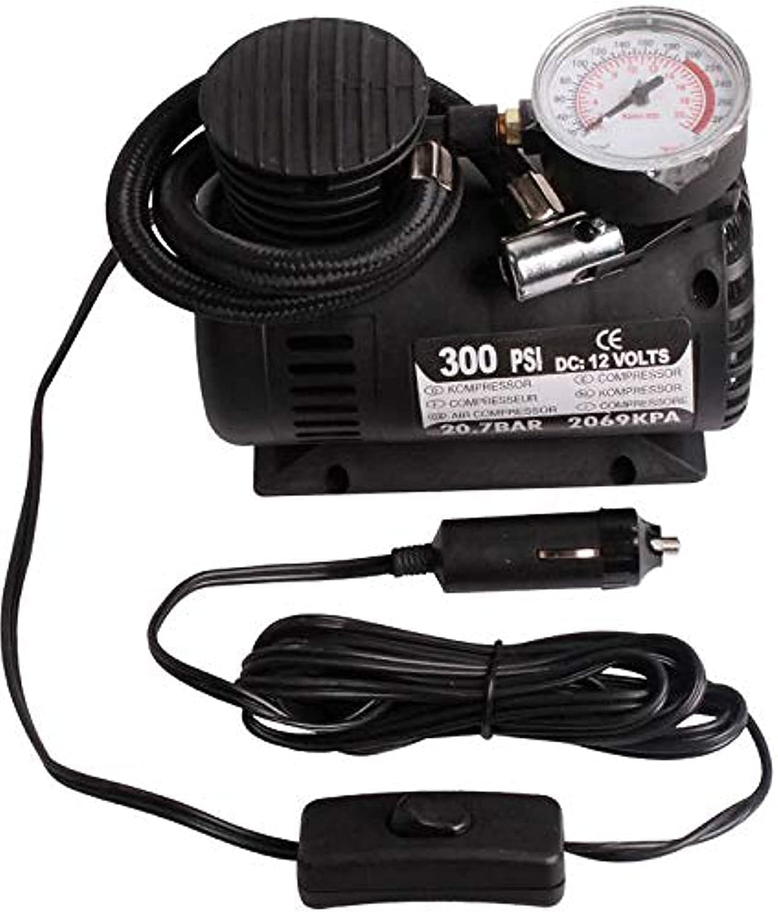 12V-300PSI Portable Auto Electric Car Pump Air Compressor Tire Inflator Tool