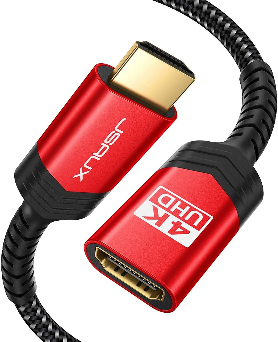 Jsaux HDMI Extension Cable 10FT, JSAUX 4K 60Hz High Speed HDMI Extender Cord 10FT Red