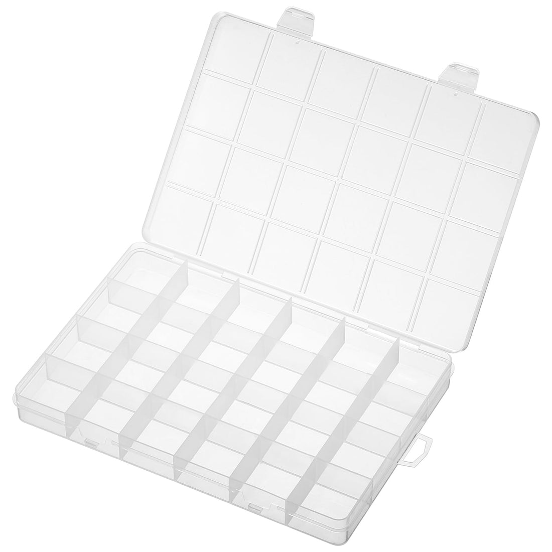 PATIKIL 24 Grids Jewelry Organizer Box, 2 Pack 19mm Clear Plastic Jewelry Boxes Storage Container for Beads Crafts DIY Earrings Pendants Rings, Style 2