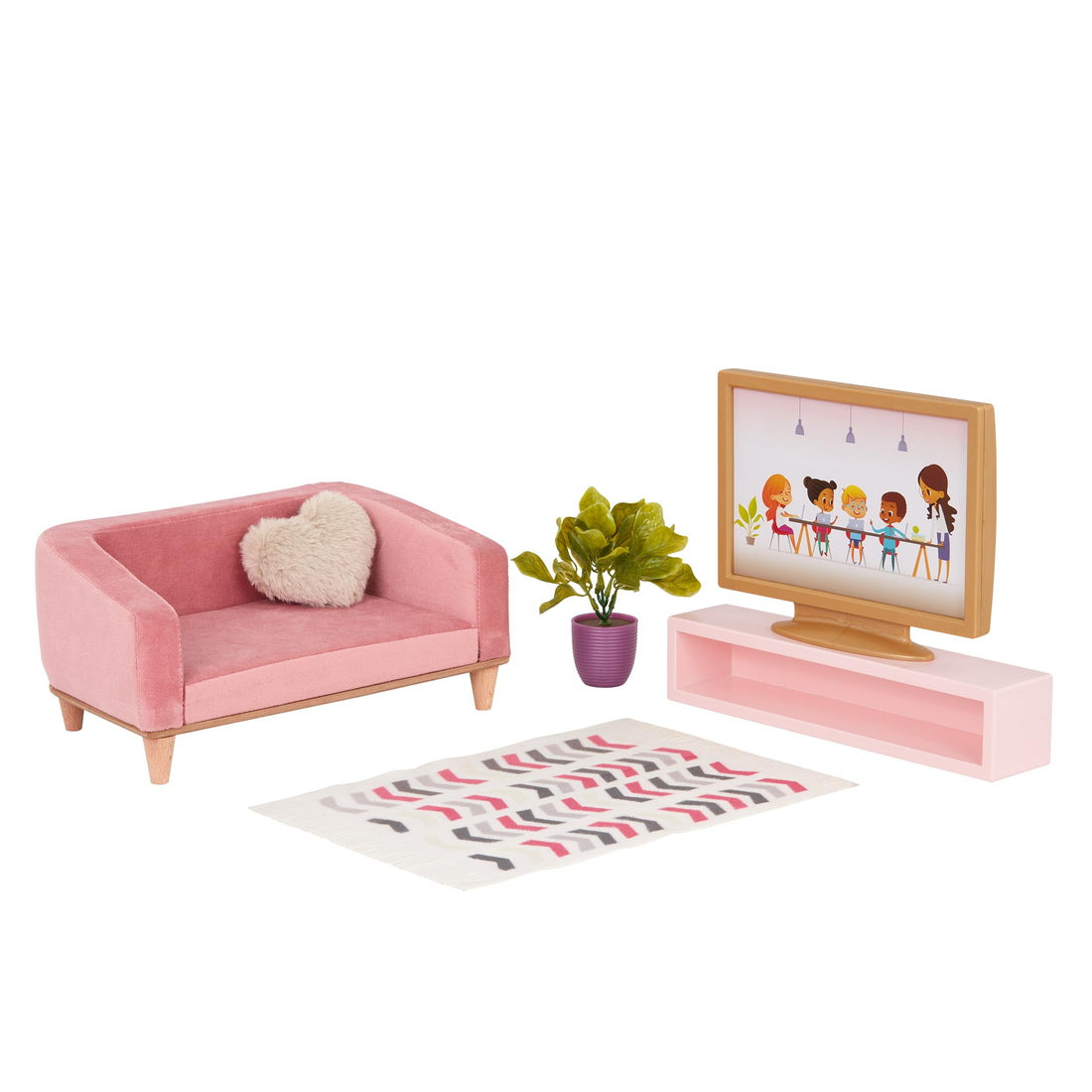 Our Generation 18-inch Doll Living Room Set, Couch, Rug, TV Stand, Doll sold separately