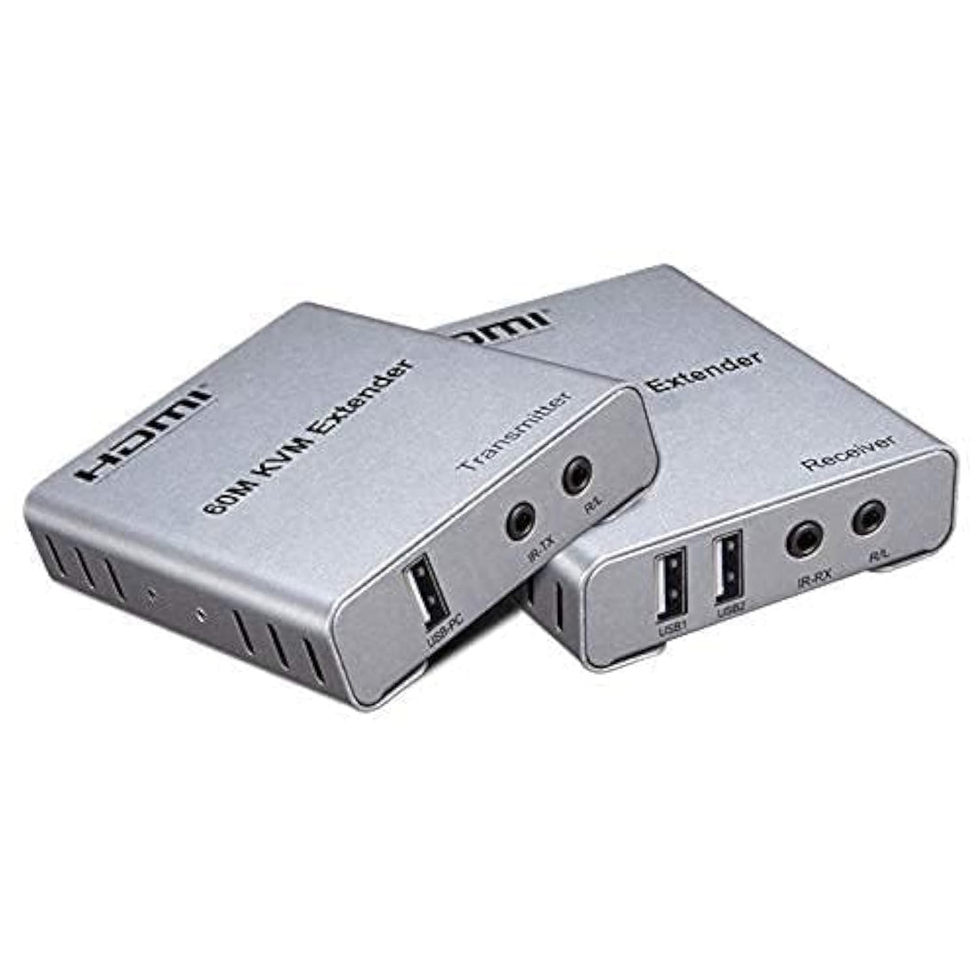 Etzin HDMI Extender 60m with KVM Audio Output IR Control Support USB Mouse and Keyboard Extension Over cat5e cat6 Cable, 60M HDMI KVM Extender Video Resolution up to 1080P EPL-539H