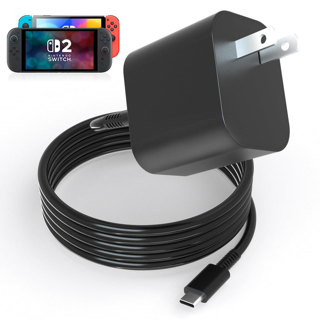 PURBHE Charger for Nintendo Switch 2 / Steam Deck/Switch and PS5 Support TV Mode, Output 60W Max for Nintendo 2 with 5FT Charging Cable, 15v2.6a~20V3a AC Power Supply Adapter for NS2 Aaccessories