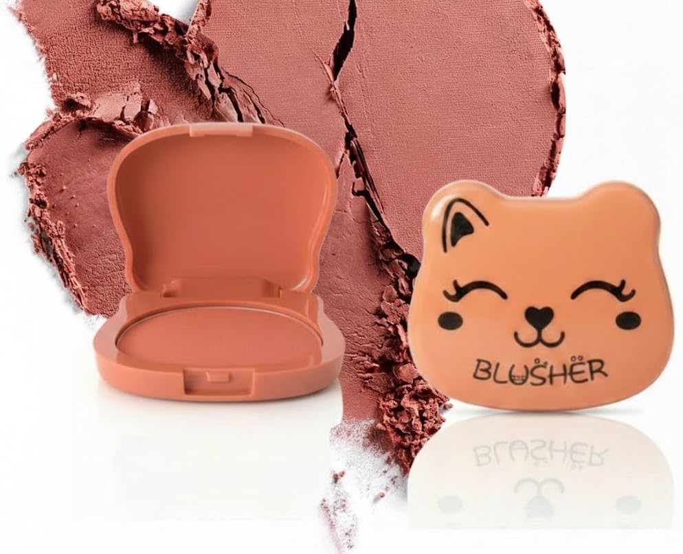 Matte Face Blush Matte Shimmer Long Lasting Lightweight Portable Foundation Contour Highlight Pressed Powder- Makeup for Women Girls-3.5G