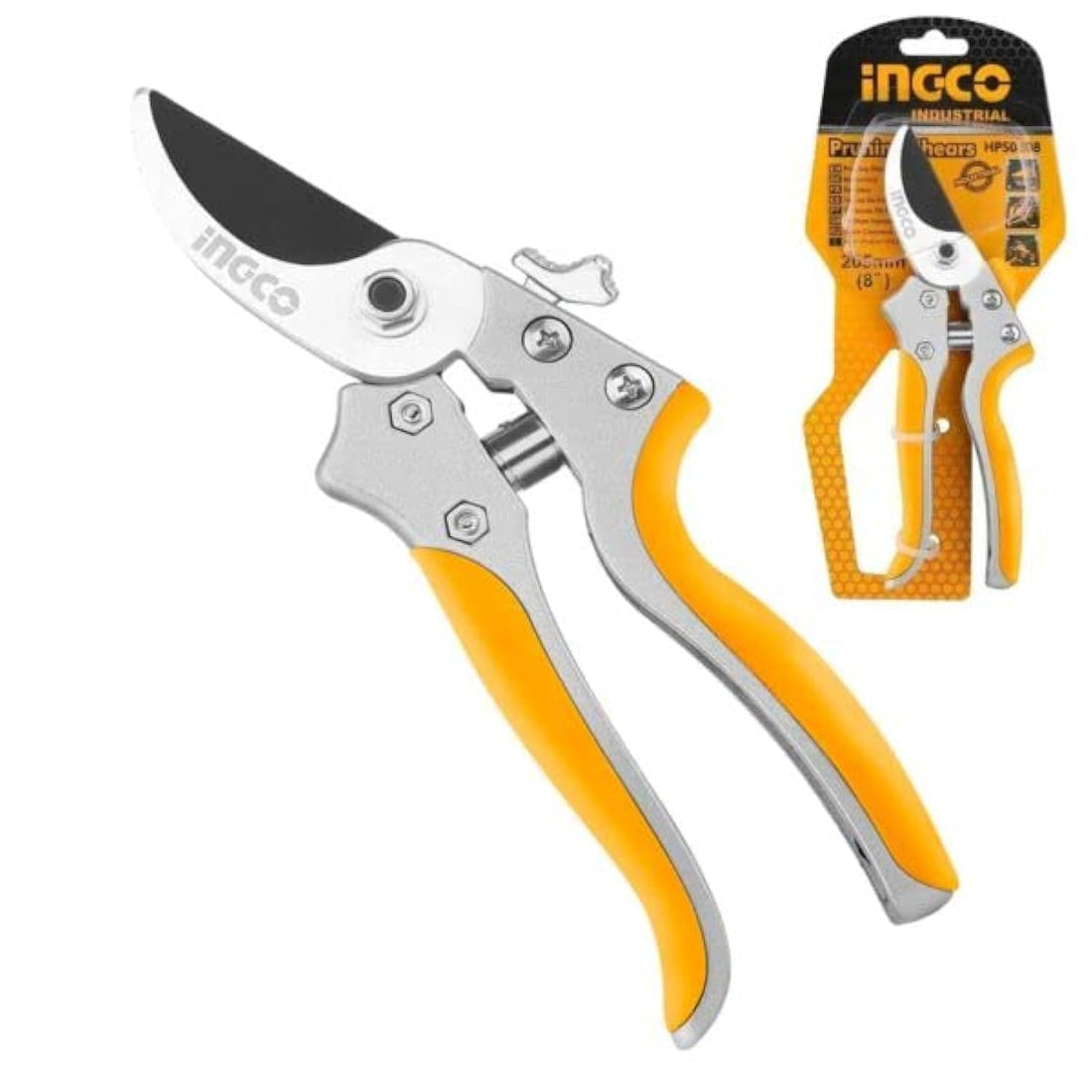 INGCO 8" Pruner for Gardening, Heavy Duty Plant Cutter, Heat Treatment Blade, Pruner Cutter, Garden Clippers, Garden Tools For Home