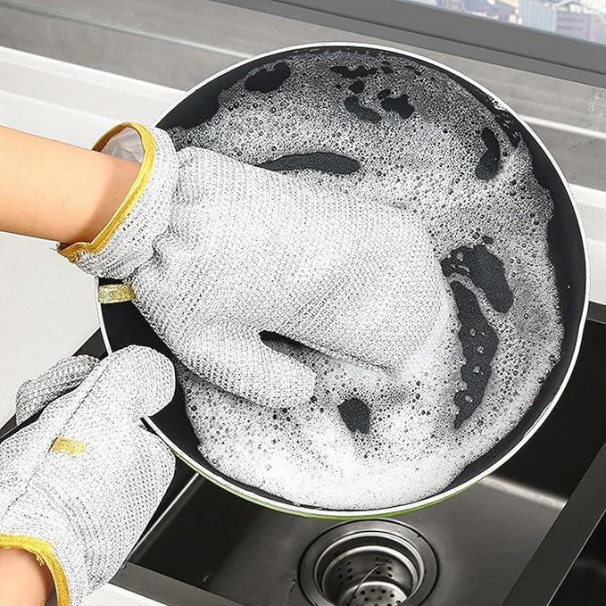 2 Pieces Stainless Steel Wire Dish Gloves, Waterproof Inox Wire Dishwashing And Cleaning Gloves, Dirt, Oil Scraper Scratch-proof Gloves