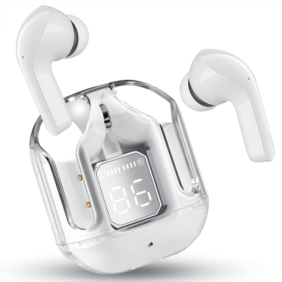 OMIRE Transparent Bluetooth Earphones, 5.3 Wireless Microphone, In-Ear Noise Reduction, Sports Earphones for Music and Videos