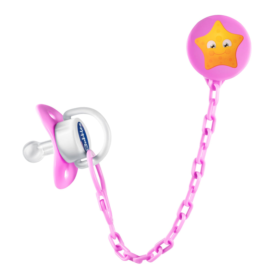Bubbles pacifier with chain 9-12M Rose