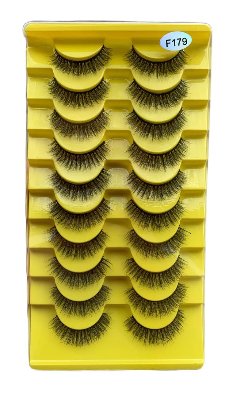 Half Lashes Cateye 10 Pairs/Half Lashes/Half Lashes Natural Look/Half Lash/Corner Lashes- SHAPE-F179-YELLOW COVER
