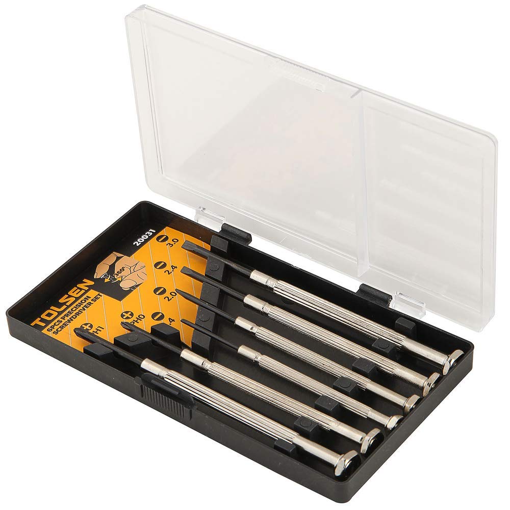 Tolsen - Set of 6 Screwdriver CrV slotted 1.4mm 2.0mm 2.4mm 3.0mm PH0 PH1
