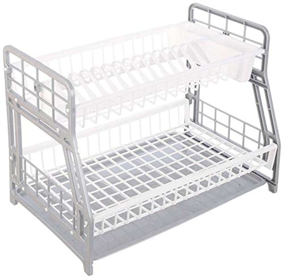 El Yassin Plastic Dishes Rack with Drying Tray, Assorted Colors - 60 x 40 cm